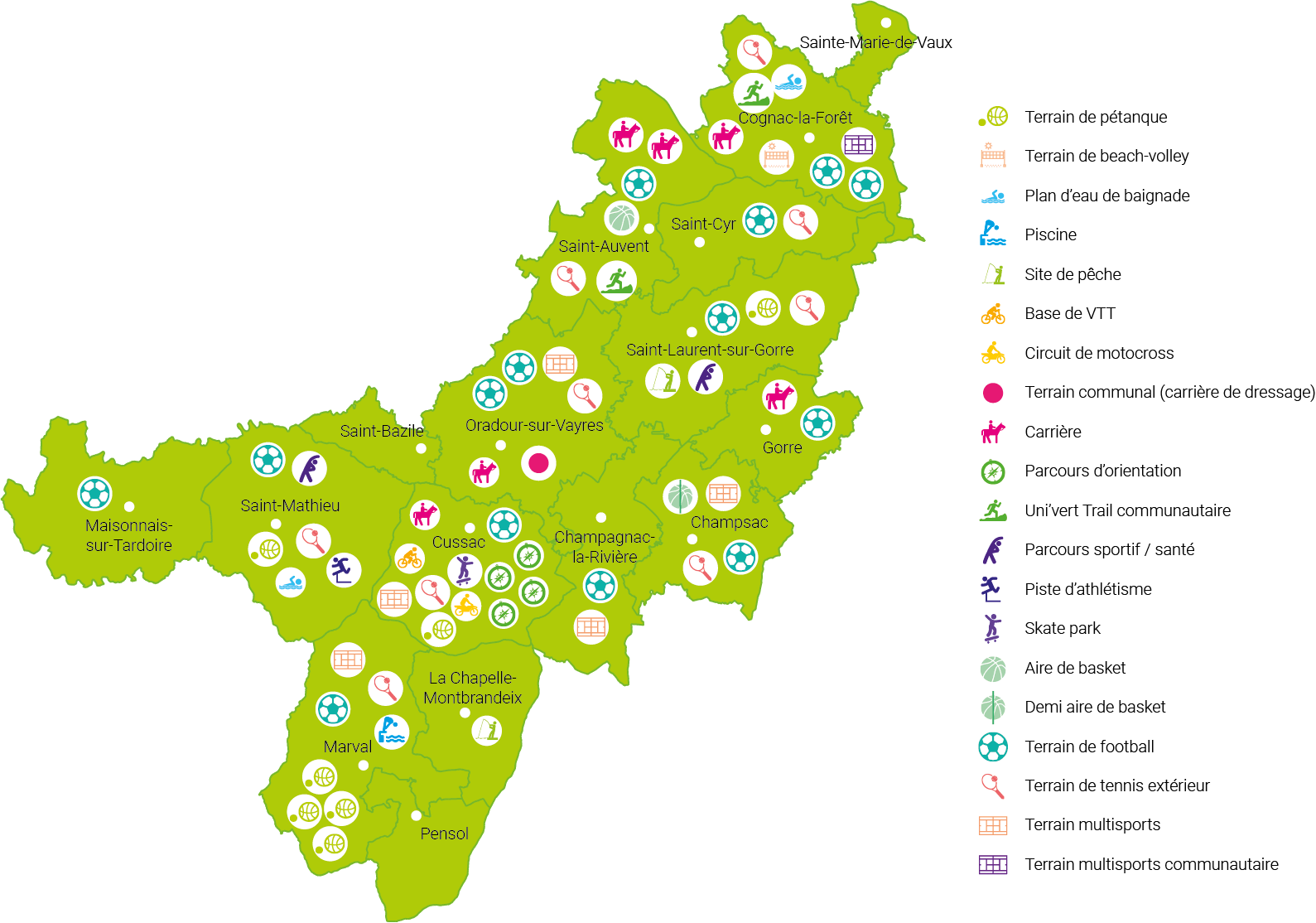 Carte des équipements sportifs extérieurs